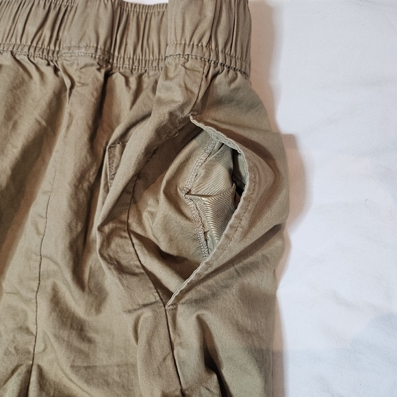 Zara Pull-On Women's Elastic Waist Drawstring Cropped Balloon Pants Khaki Small - Picture 4 of 7
